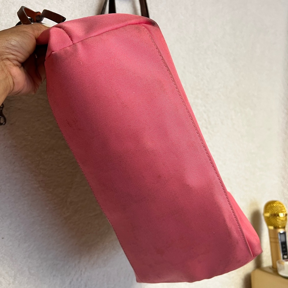 Dooney & Bourke Pink and Brown Canvas Tote with Leather Straps - Picture 5 of 14